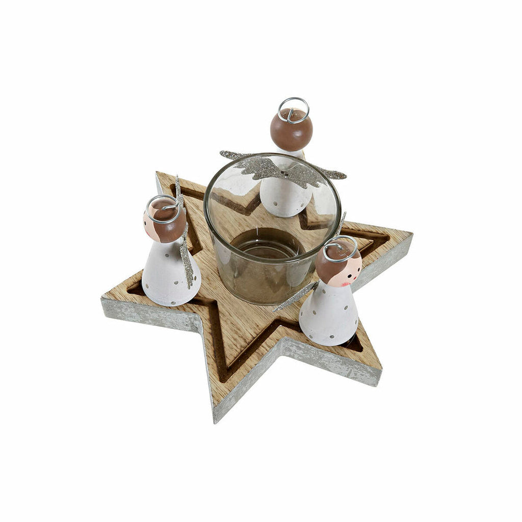 Christmas Candle Holder DKD Home Decor Crystal Wood (17 x 17 x 9 cm)-2