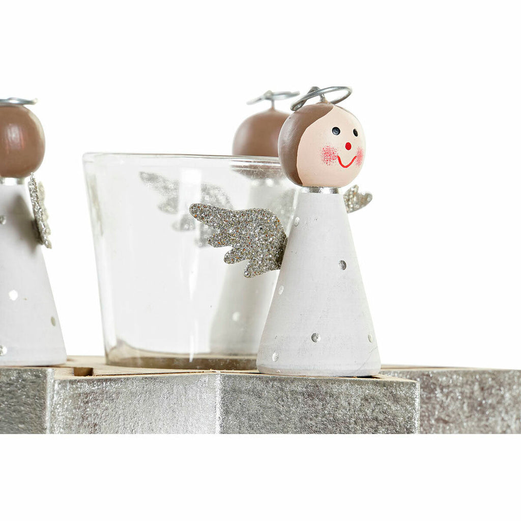 Christmas Candle Holder DKD Home Decor Crystal Wood (17 x 17 x 9 cm)-1