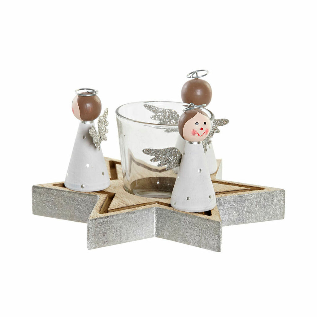 Christmas Candle Holder DKD Home Decor Crystal Wood (17 x 17 x 9 cm)-0