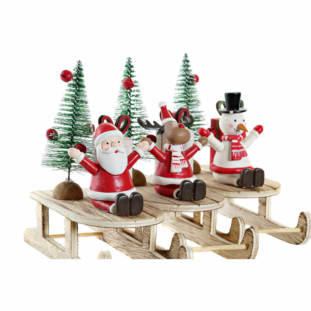 Christmas bauble DKD Home Decor Wood Father Christmas (14 x 6 x 13 cm) (3 pcs)-1