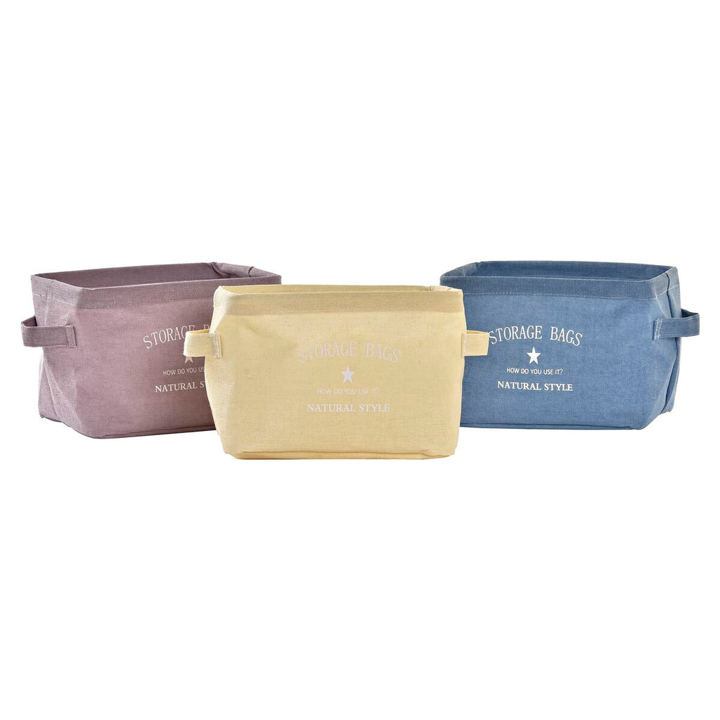 Basket DKD Home Decor Yellow Blue Maroon Canvas Modern 20 x 16 x 15 cm (3 Units)-1