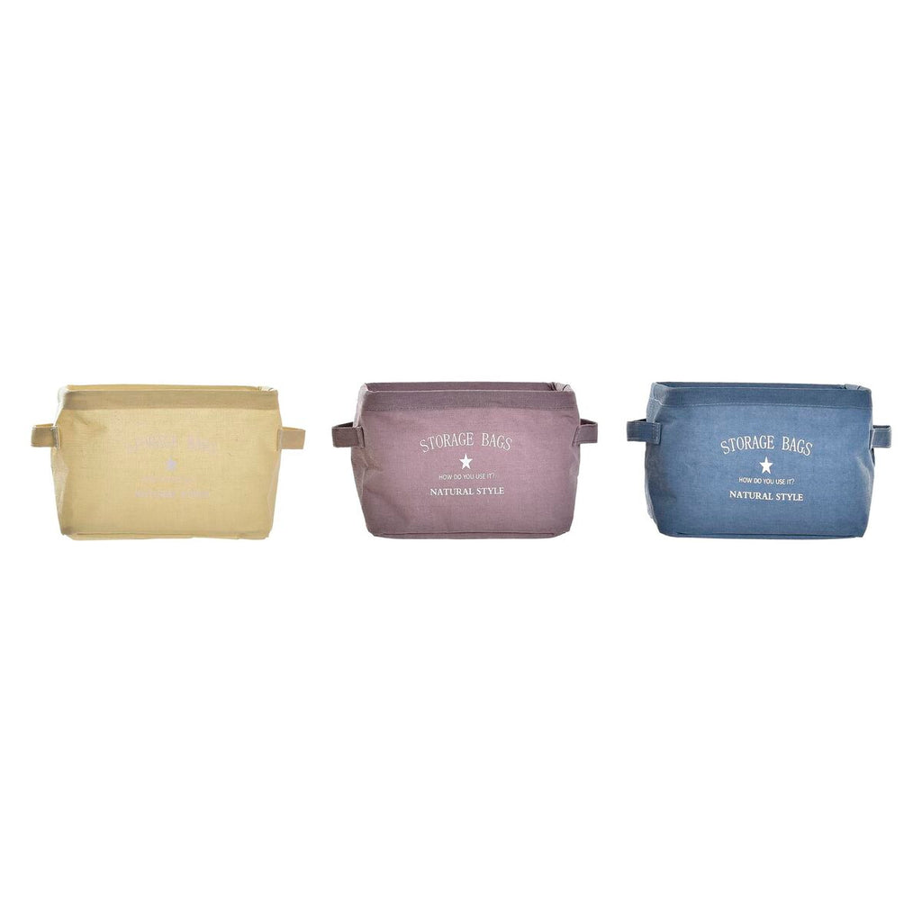 Basket DKD Home Decor Yellow Blue Maroon Canvas Modern 20 x 16 x 15 cm (3 Units)-0