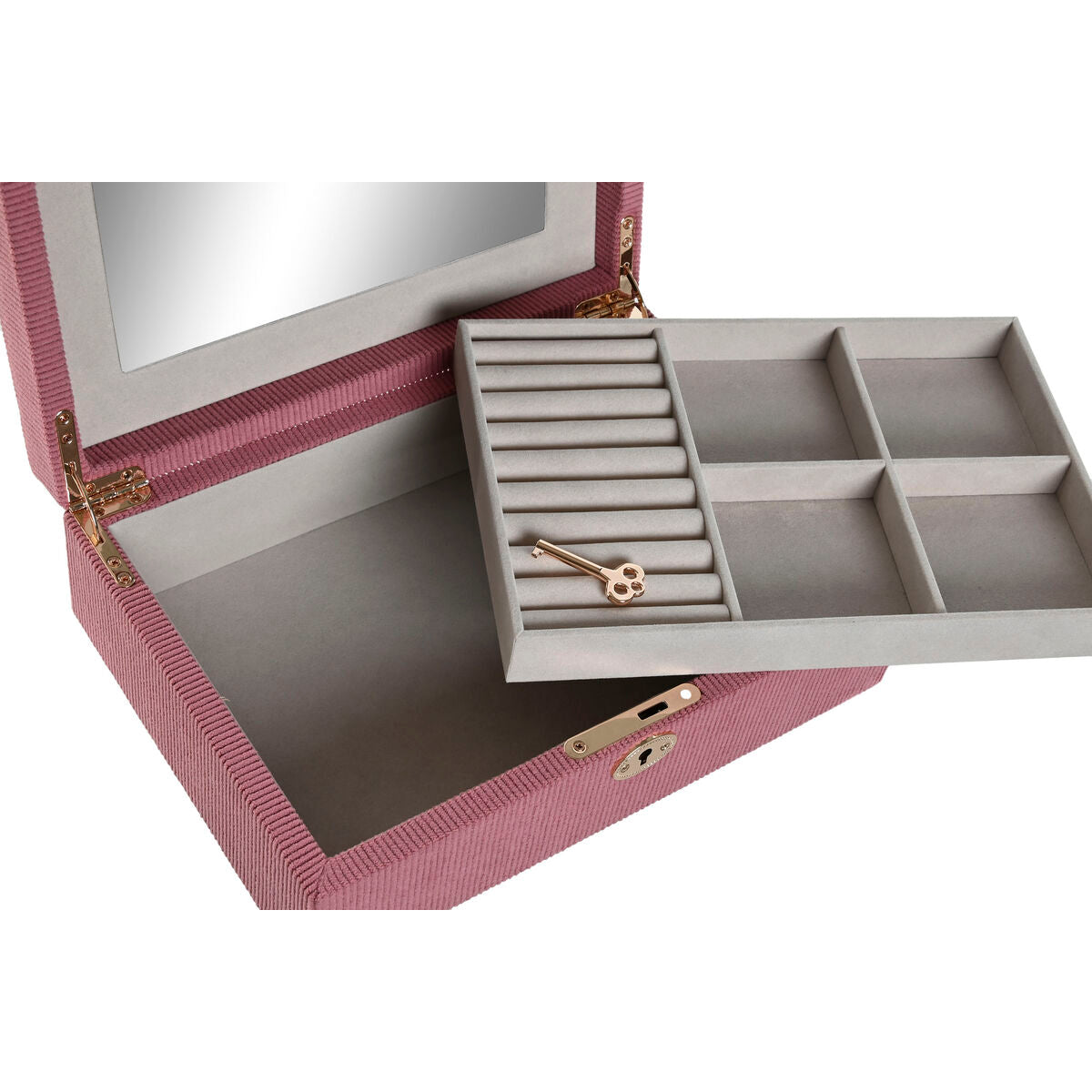 Jewelry box Home ESPRIT Cream Magenta 27 x 19 x 9 cm-3