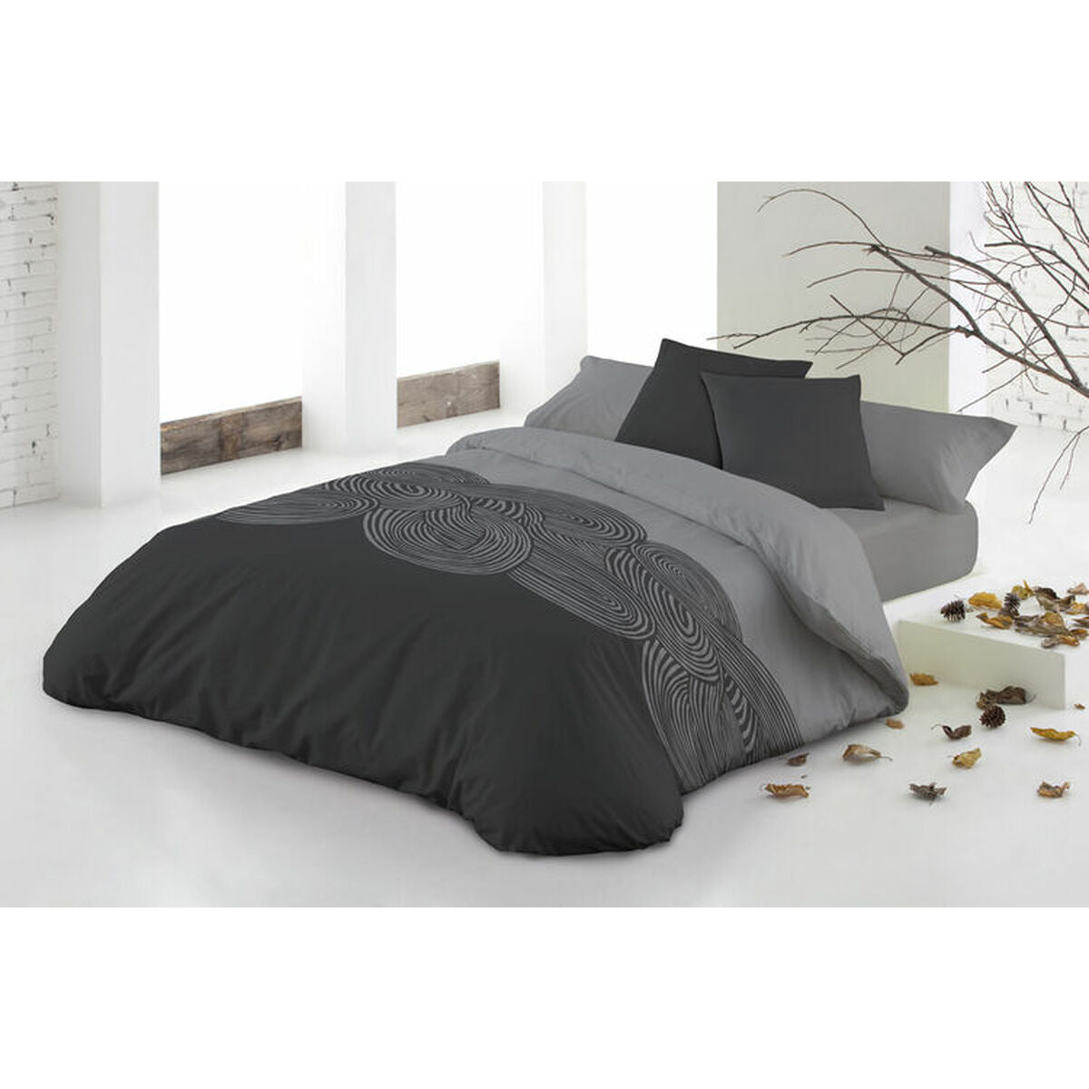 Duvet cover set Hosteline ONENAL Grey Single 2 Pieces-0
