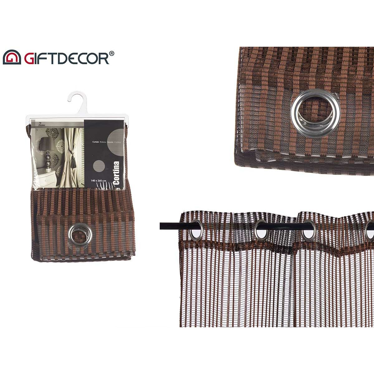 Curtains Gift Decor Brown 1 x 260 x 140 cm 26 x 36 x 2 cm-1
