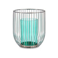Candleholder Gift Decor Blue Silver Metal Glass 15 x 17 x 15 cm Cage-0