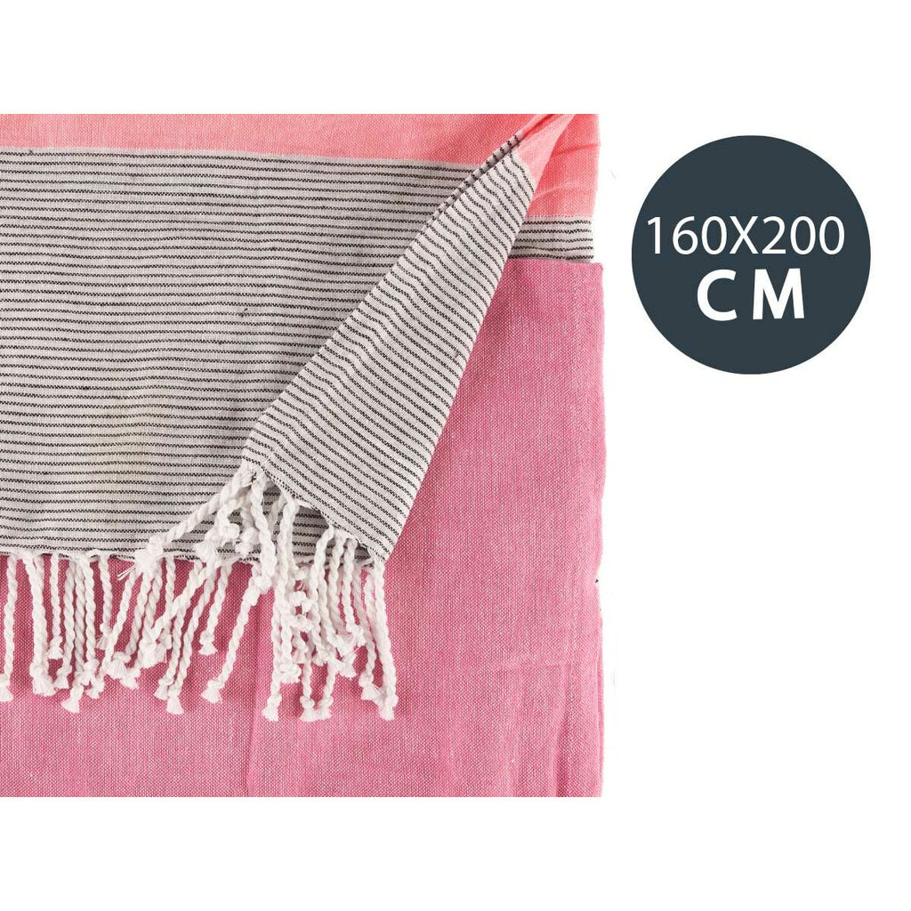 Multipurpose throw Gift Decor Pink 160 x 200 cm 40 x 9 x 8 cm Stripes-1