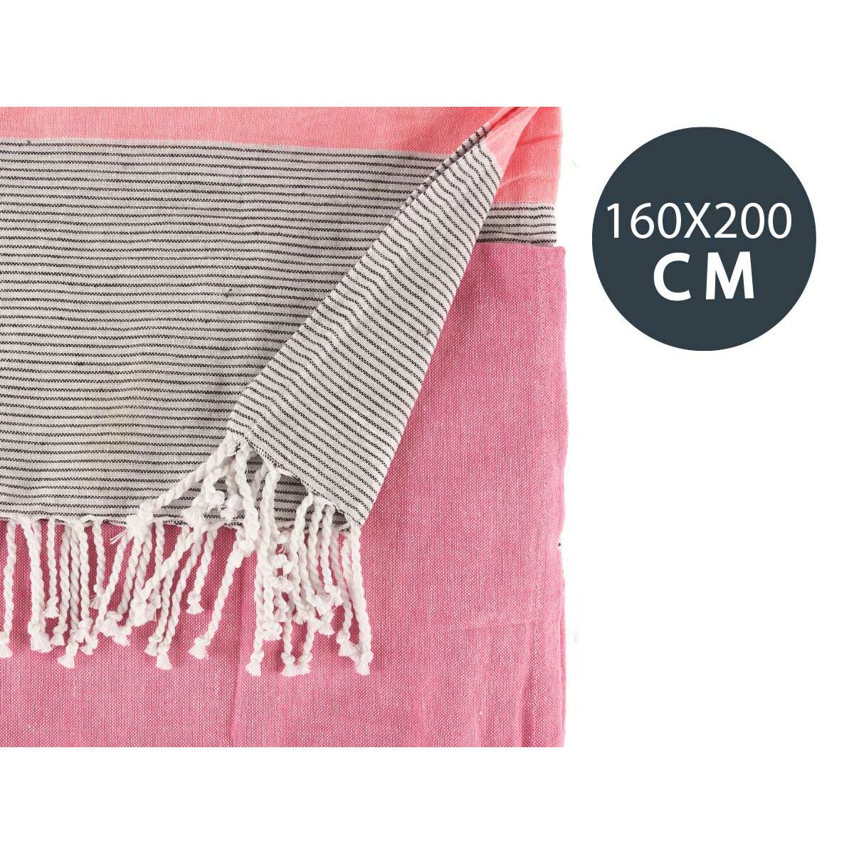 Multipurpose throw Gift Decor Pink 160 x 200 cm 40 x 9 x 8 cm Stripes-1