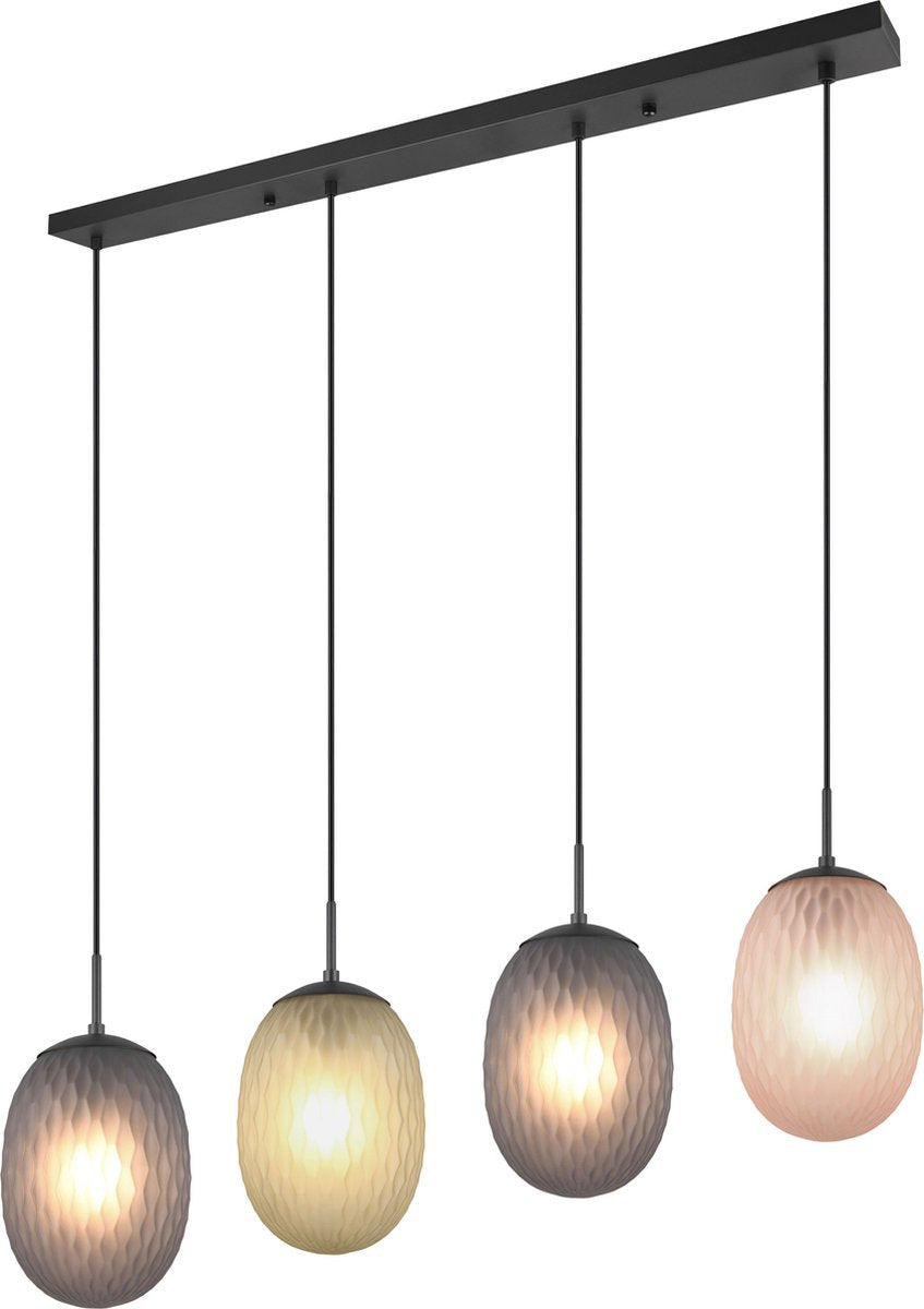Trio facette - hanging lamp - black matt - excl. 4x e27 4 w - ceiling mounting - height adjustable-0