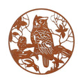 Hbx natural living wall decoration karat owl dia30cm rust-0