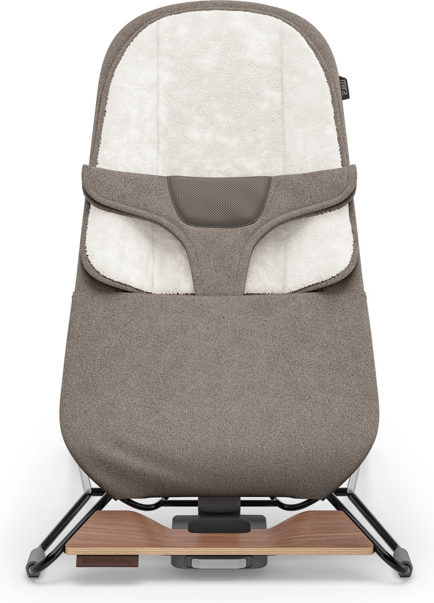 Uppababy - mira wells - rocking chair - bouncer - taupe - black frame with wooden base - baby and toddler - 2-in-1 rocking chair - relax-0