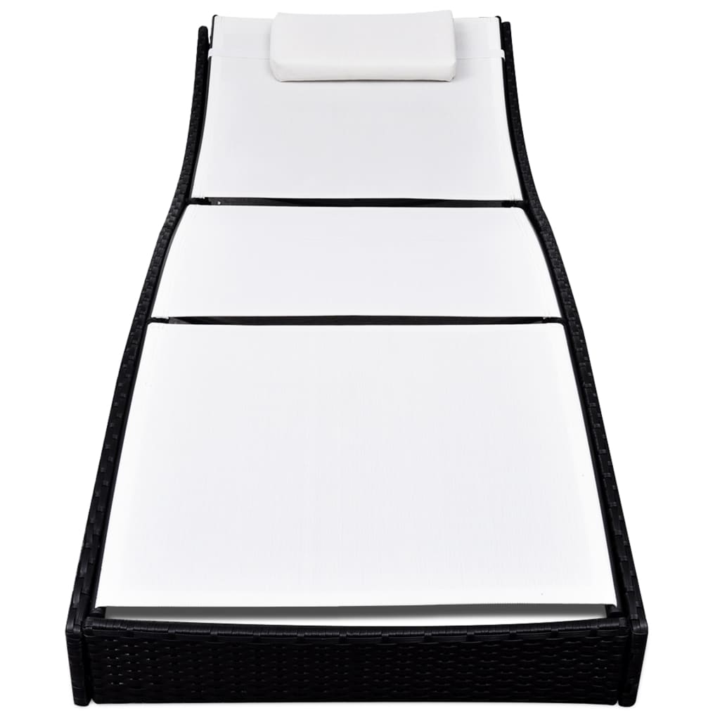 NNEVL Sun Lounger Poly Rattan Black