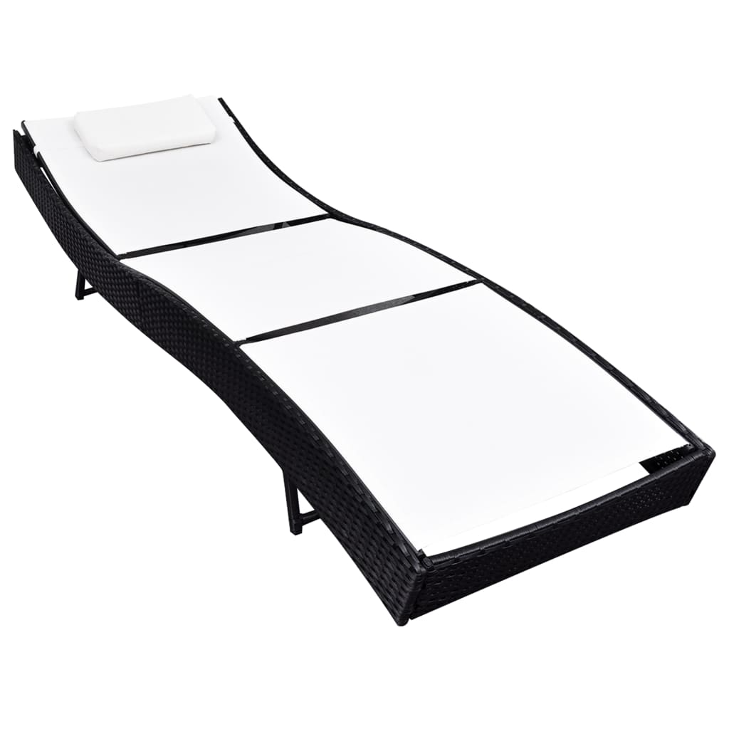 NNEVL Sun Lounger Poly Rattan Black