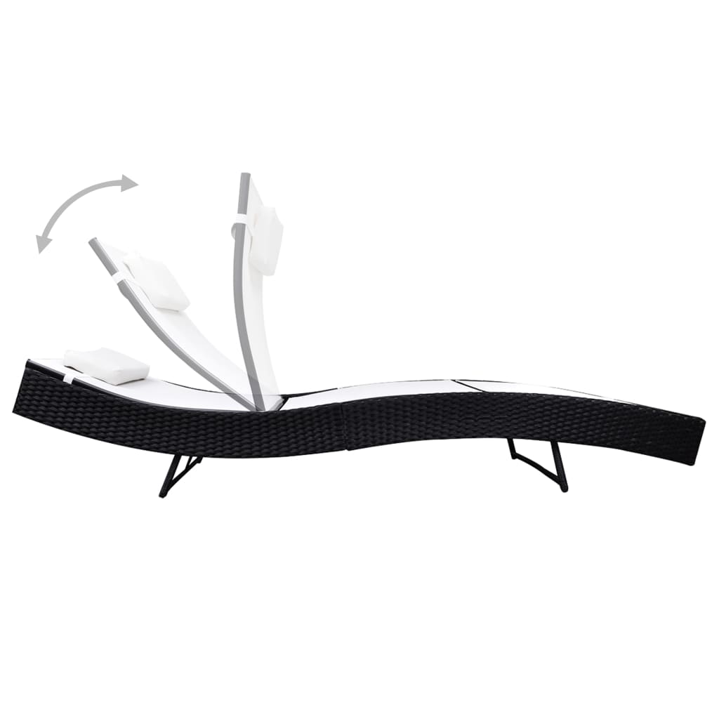 NNEVL Sun Lounger Poly Rattan Black