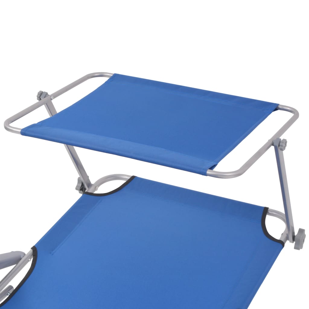 NNEVL Sun Lounger with Canopy Steel Blue