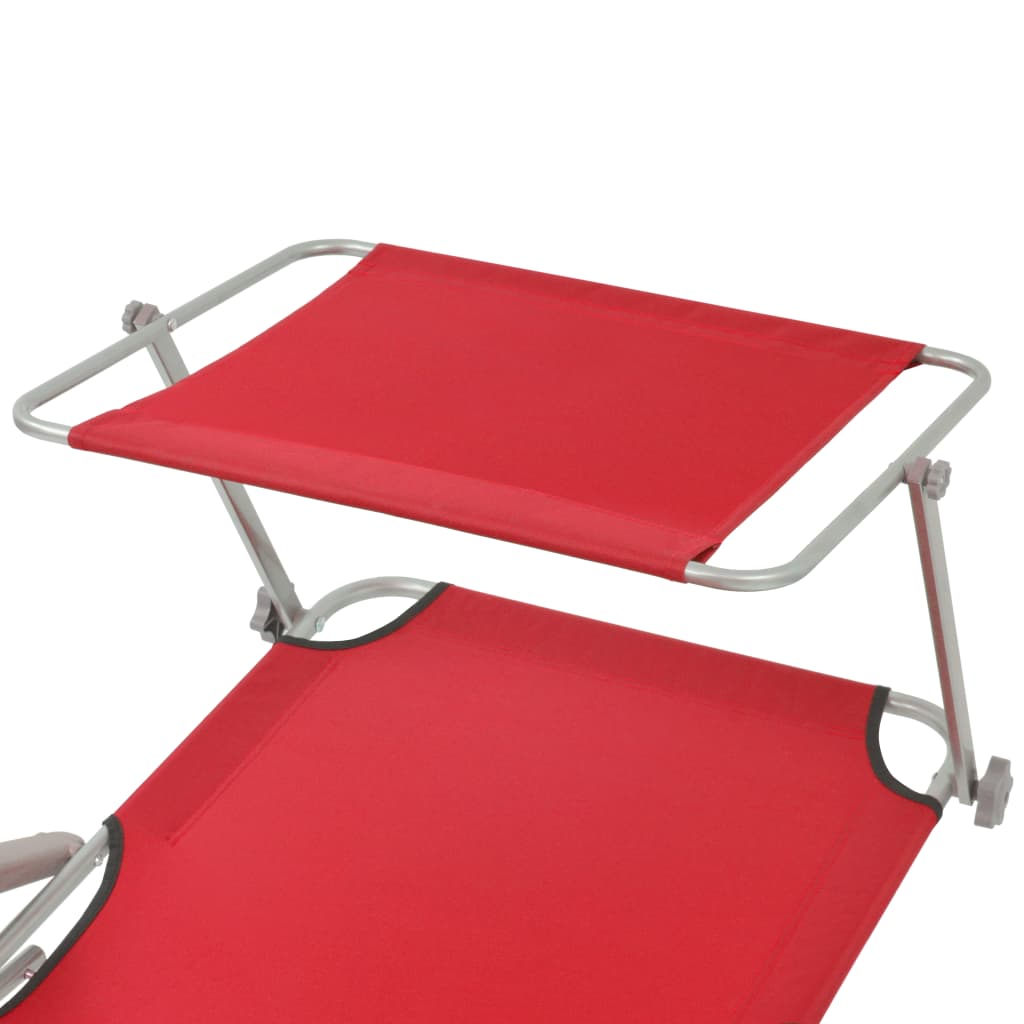 NNEVL Sun Lounger with Canopy Steel Red