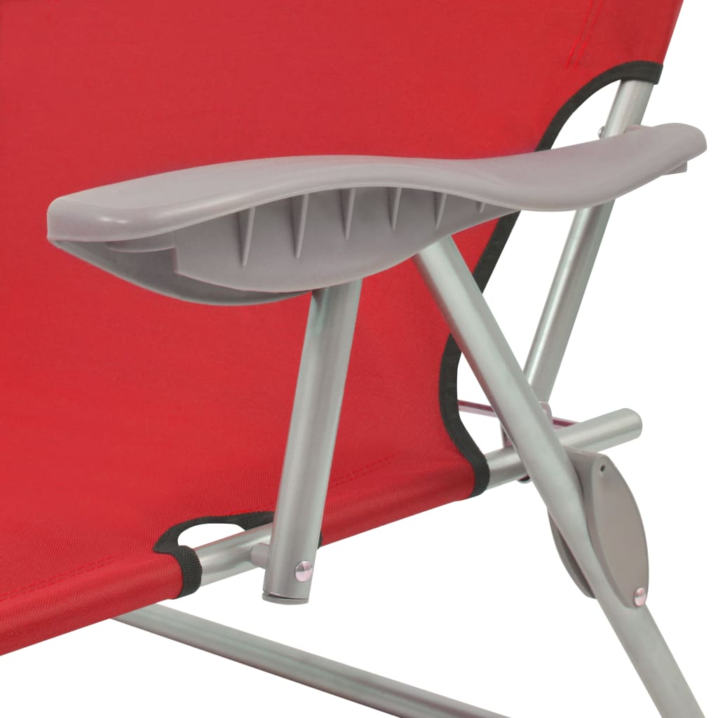 NNEVL Sun Lounger with Canopy Steel Red