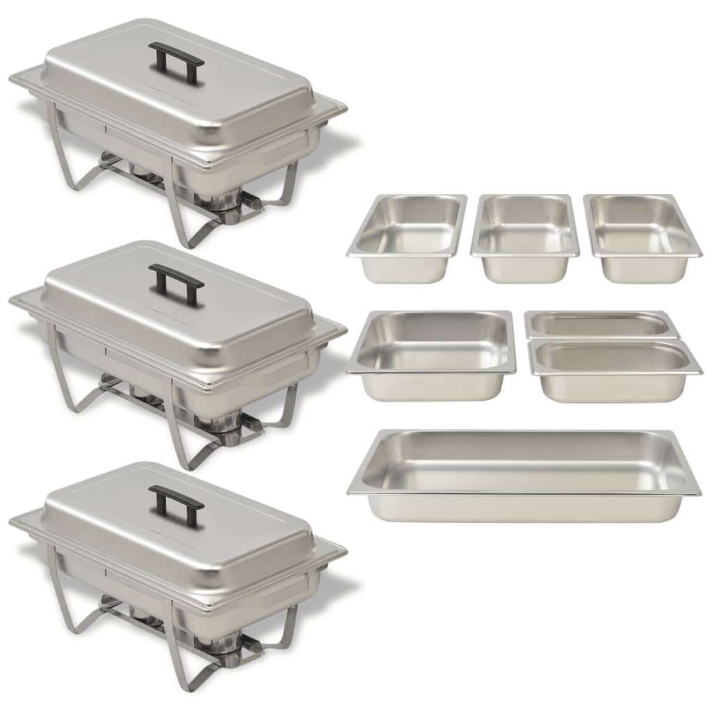 Vidaxl rechaud set stainless steel 3-piece-0