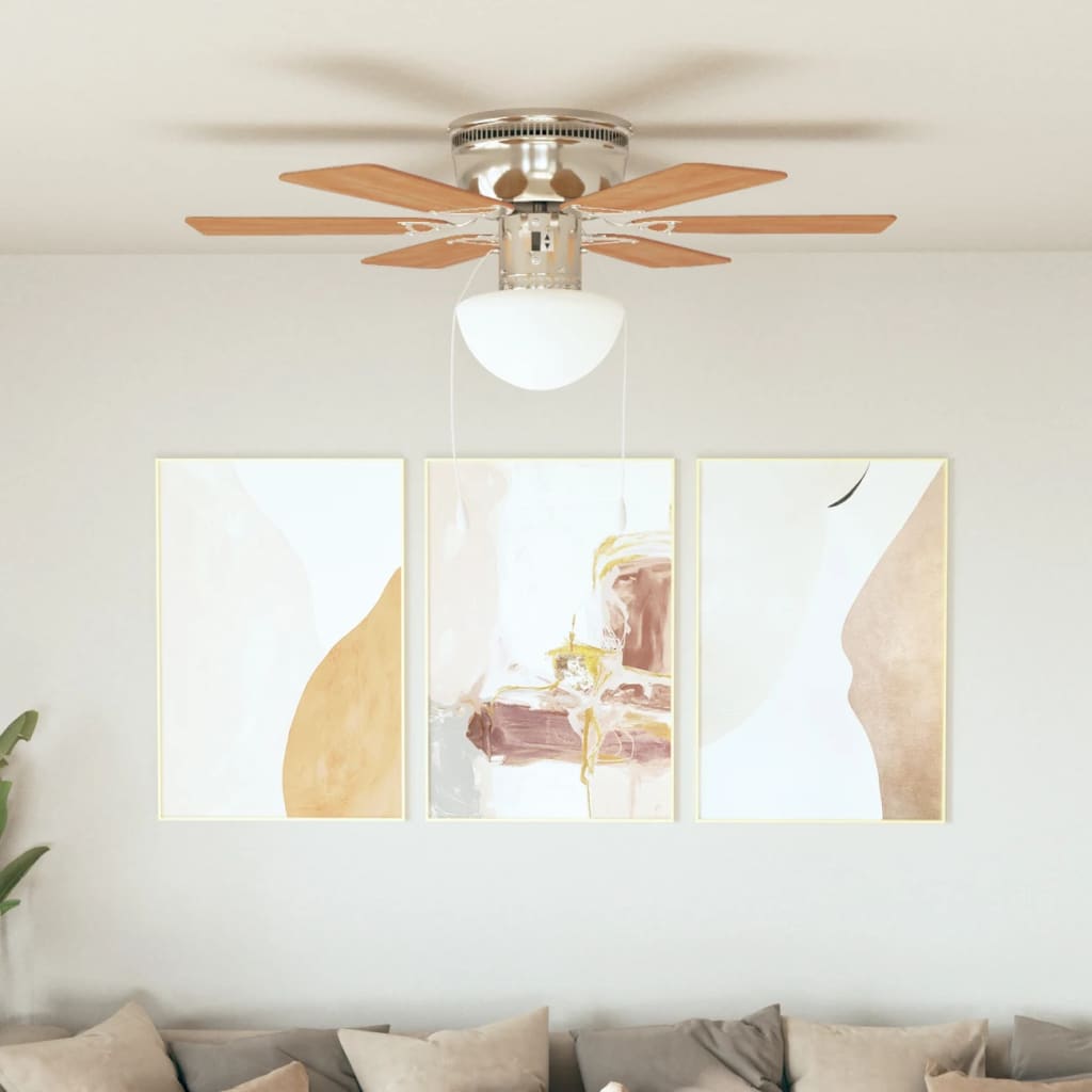 Vidaxl ceiling fan with lamp 82 cm light brown-0