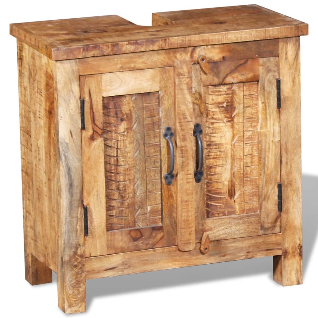 NNEVL Bathroom Vanity Cabinet with Mirror Solid Mango Wood