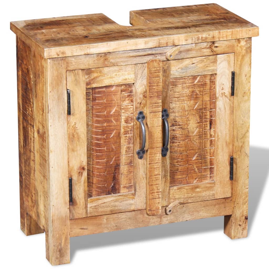 NNEVL Bathroom Vanity Cabinet with Mirror Solid Mango Wood