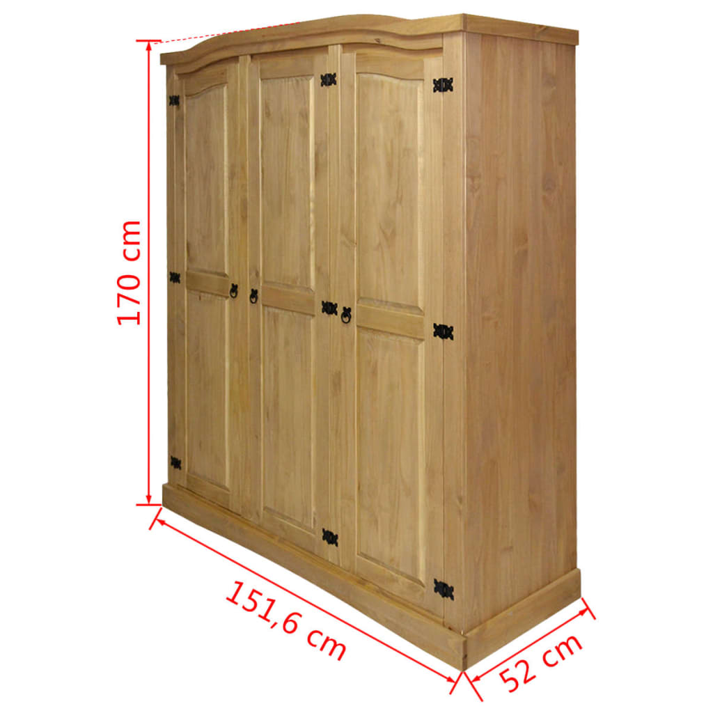 NNEVL Wardrobe Mexican Pine Corona Range 3 Doors