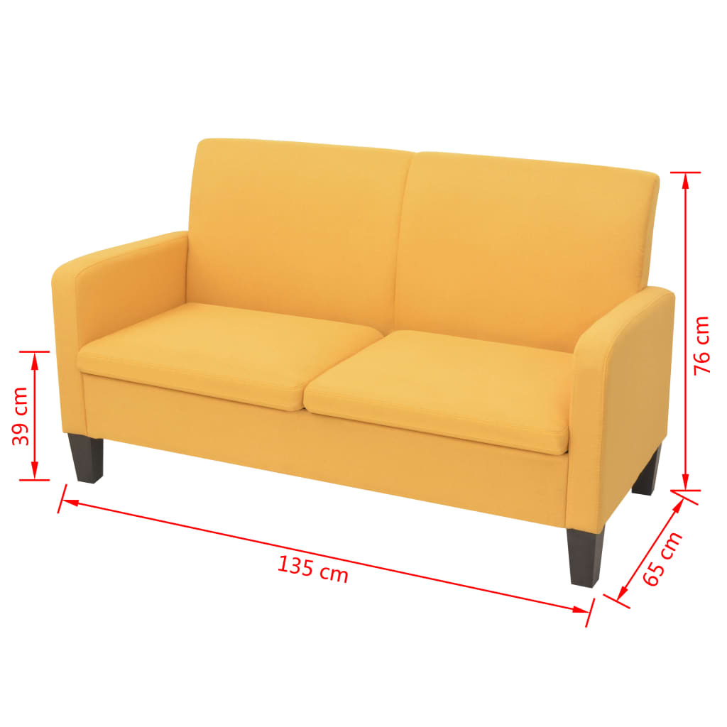 NNEVL 2-Seater Sofa 135x65x76 cm Yellow
