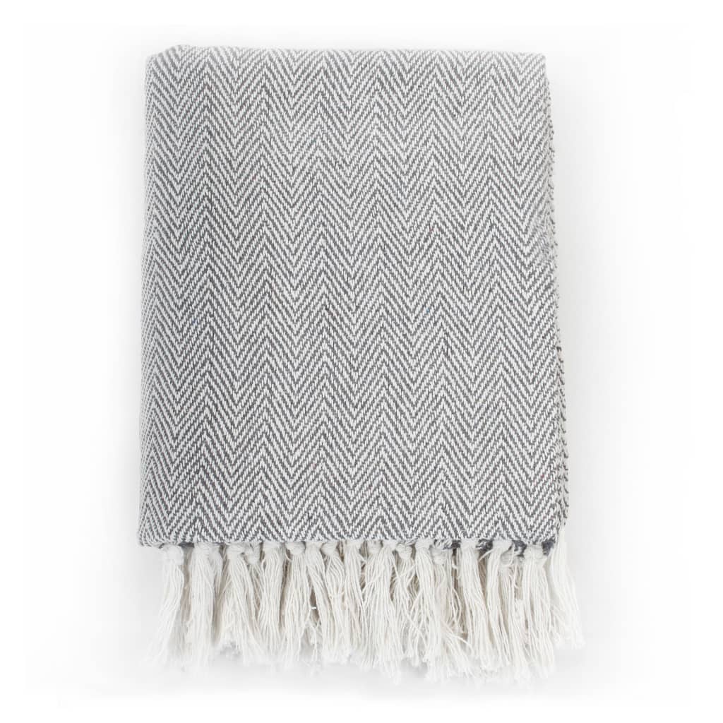 NNEVL Throw Cotton Herringbone 125x150 cm Grey