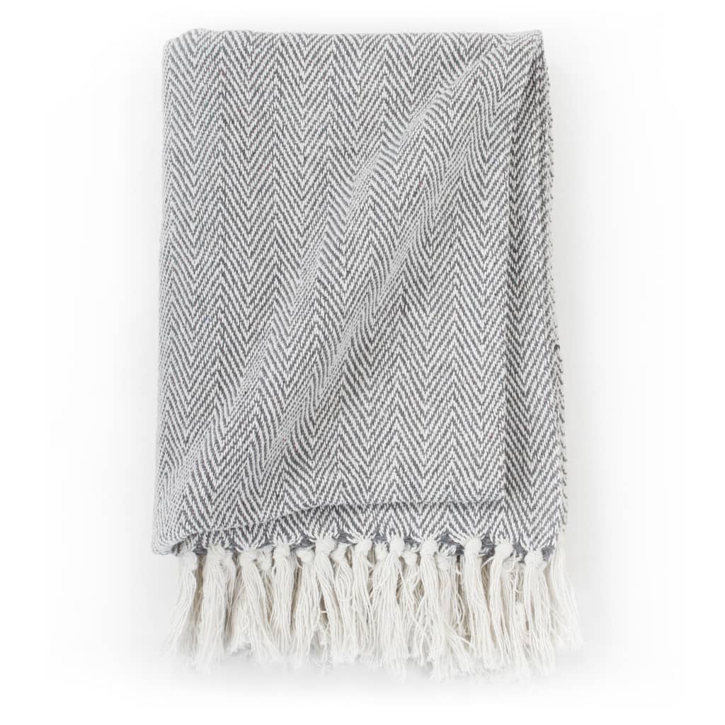 NNEVL Throw Cotton Herringbone 125x150 cm Grey