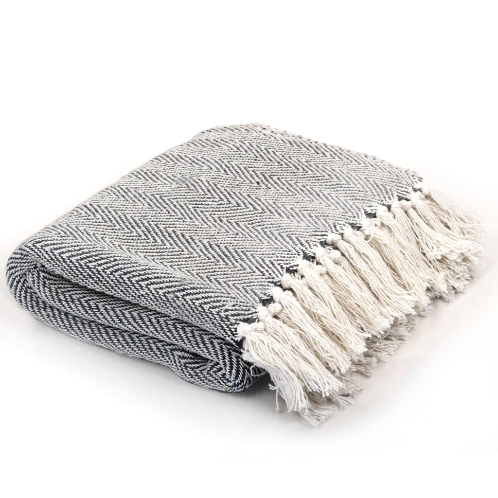 NNEVL Throw Cotton Herringbone 125x150 cm Navy Blue