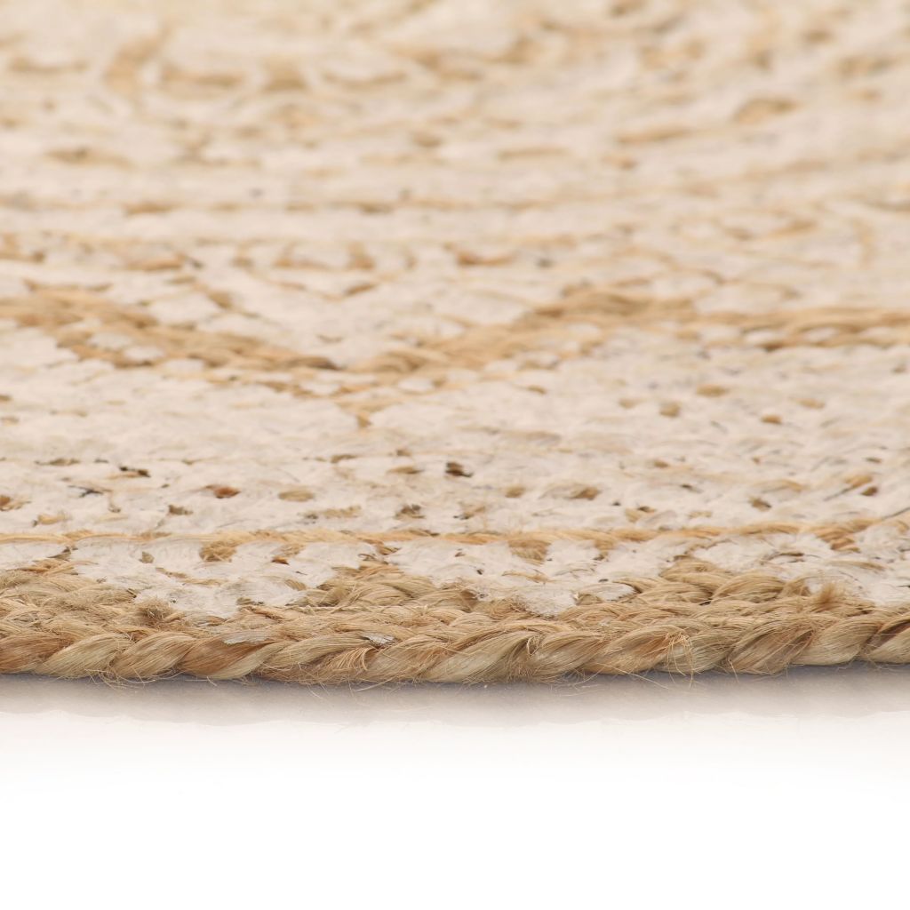 NNEVL Area Rug Braided Jute Printed 120 cm Round