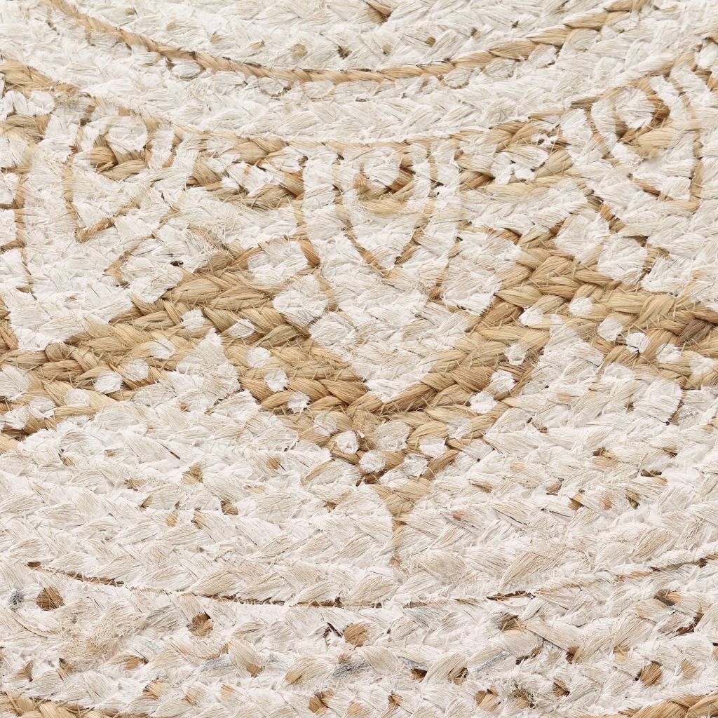 NNEVL Area Rug Braided Jute Printed 120 cm Round