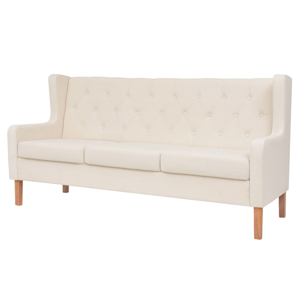 NNEVL 3-Seater Sofa Fabric Cream White