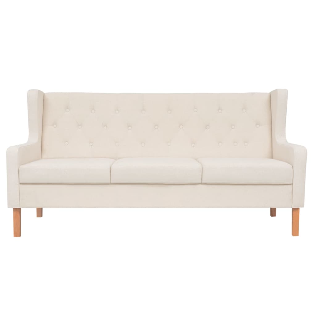 NNEVL 3-Seater Sofa Fabric Cream White