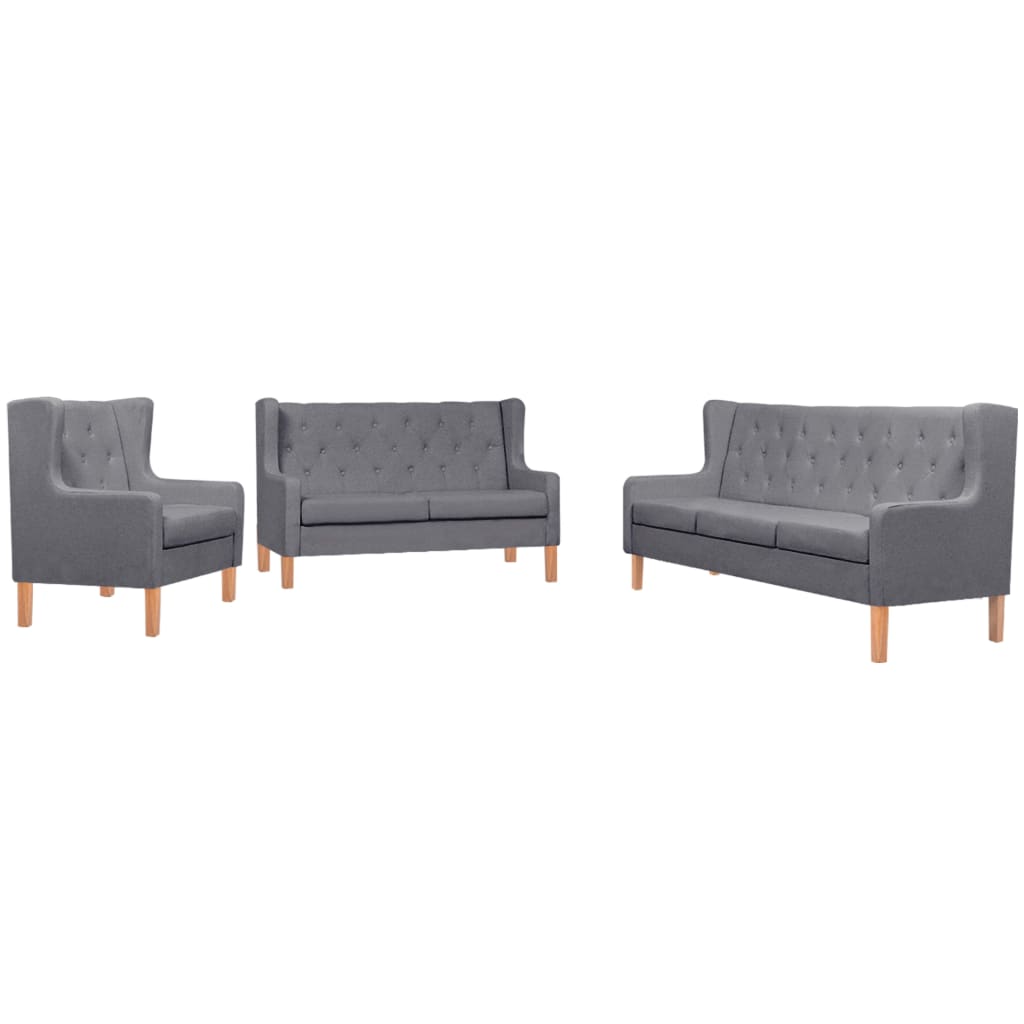 NNEVL Sofa Set 3 Pieces Fabric Grey