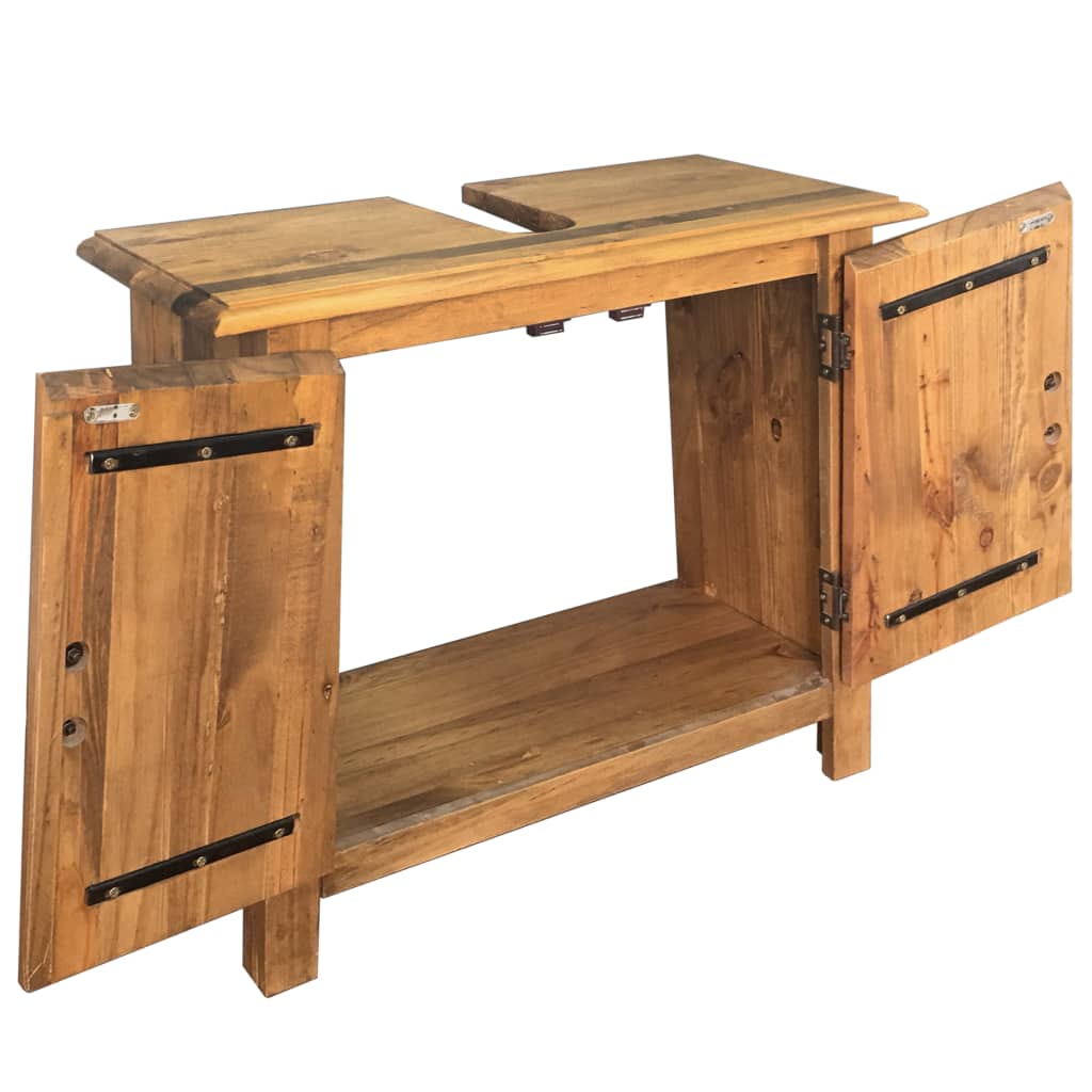 NNEVL Bathroom Vanity Cabinet Solid Recycled Pinewood 70x32x63 cm