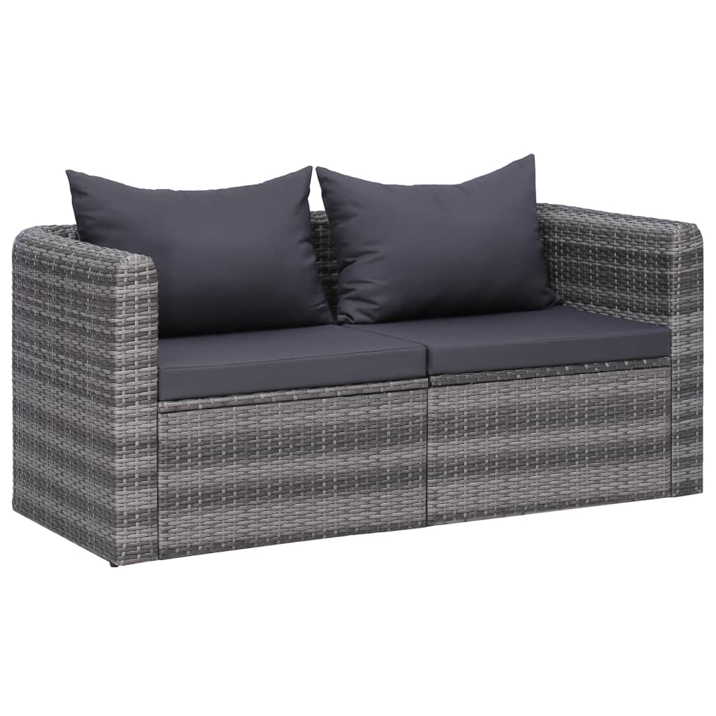 NNEVL Garden Corner Sofas 2 pcs Grey Poly Rattan