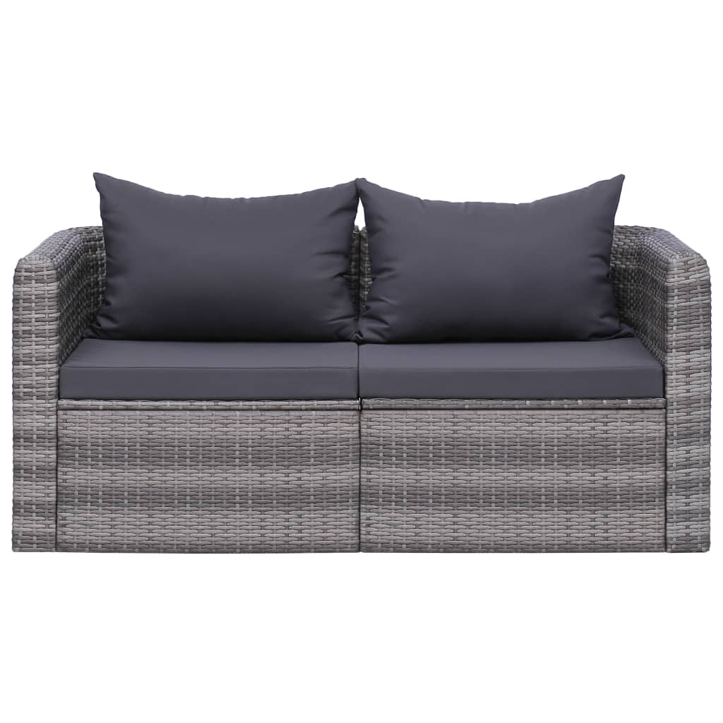 NNEVL Garden Corner Sofas 2 pcs Grey Poly Rattan