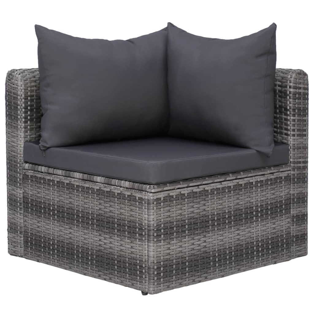 NNEVL Garden Corner Sofas 2 pcs Grey Poly Rattan