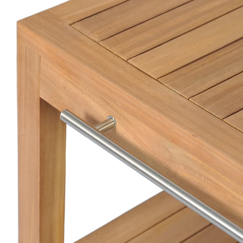 NNEVL Bathroom Vanity Cabinet Solid Teak with Riverstone Sinks