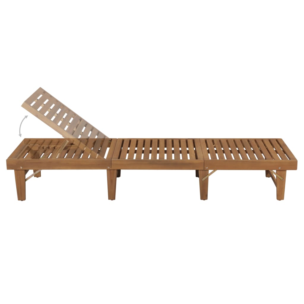 NNEVL Folding Sun Lounger Solid Acacia Wood