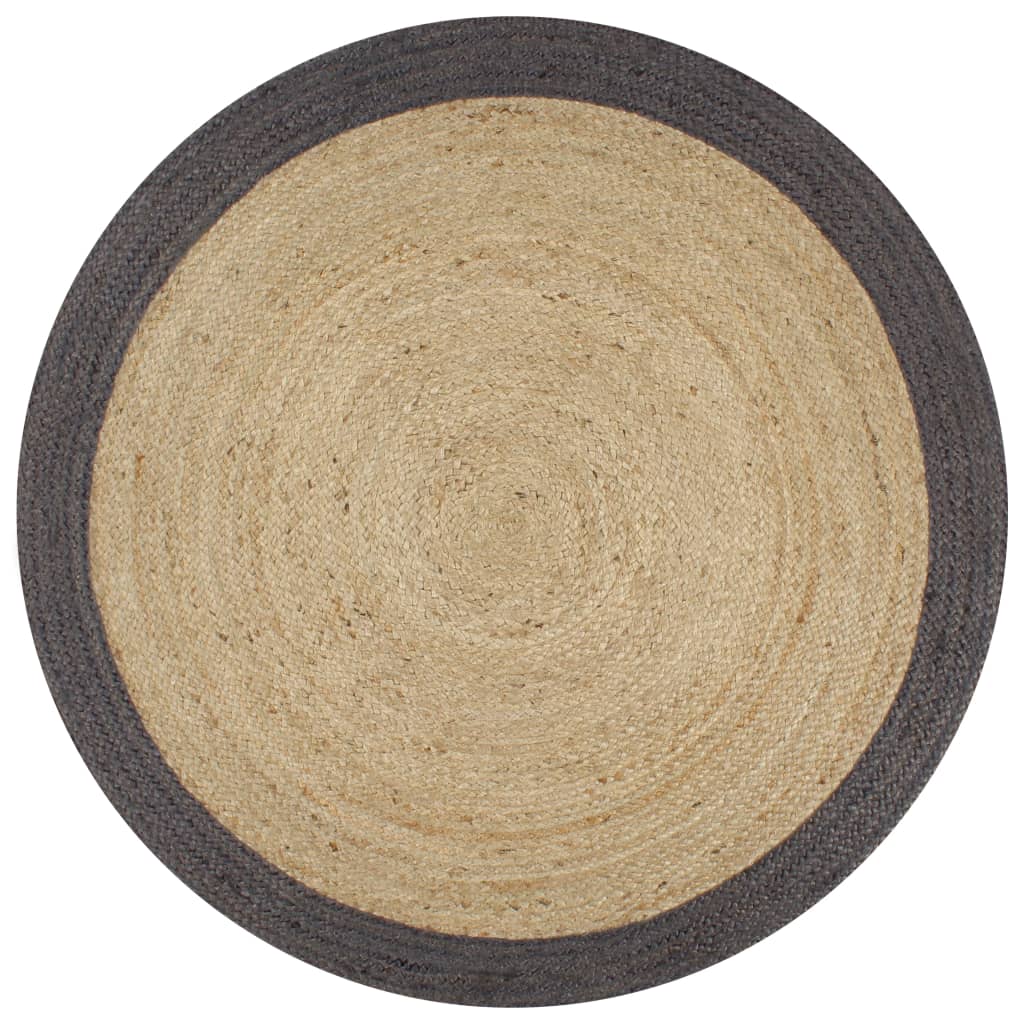 NNEVL Handmade Rug Jute with Dark Grey Border 90 cm