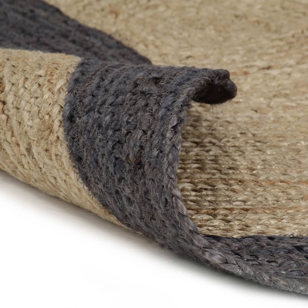 NNEVL Handmade Rug Jute with Dark Grey Border 90 cm