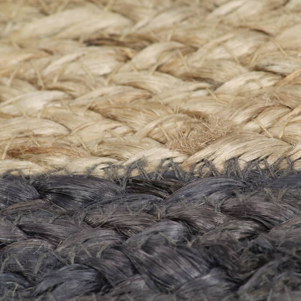 NNEVL Handmade Rug Jute with Dark Grey Border 90 cm