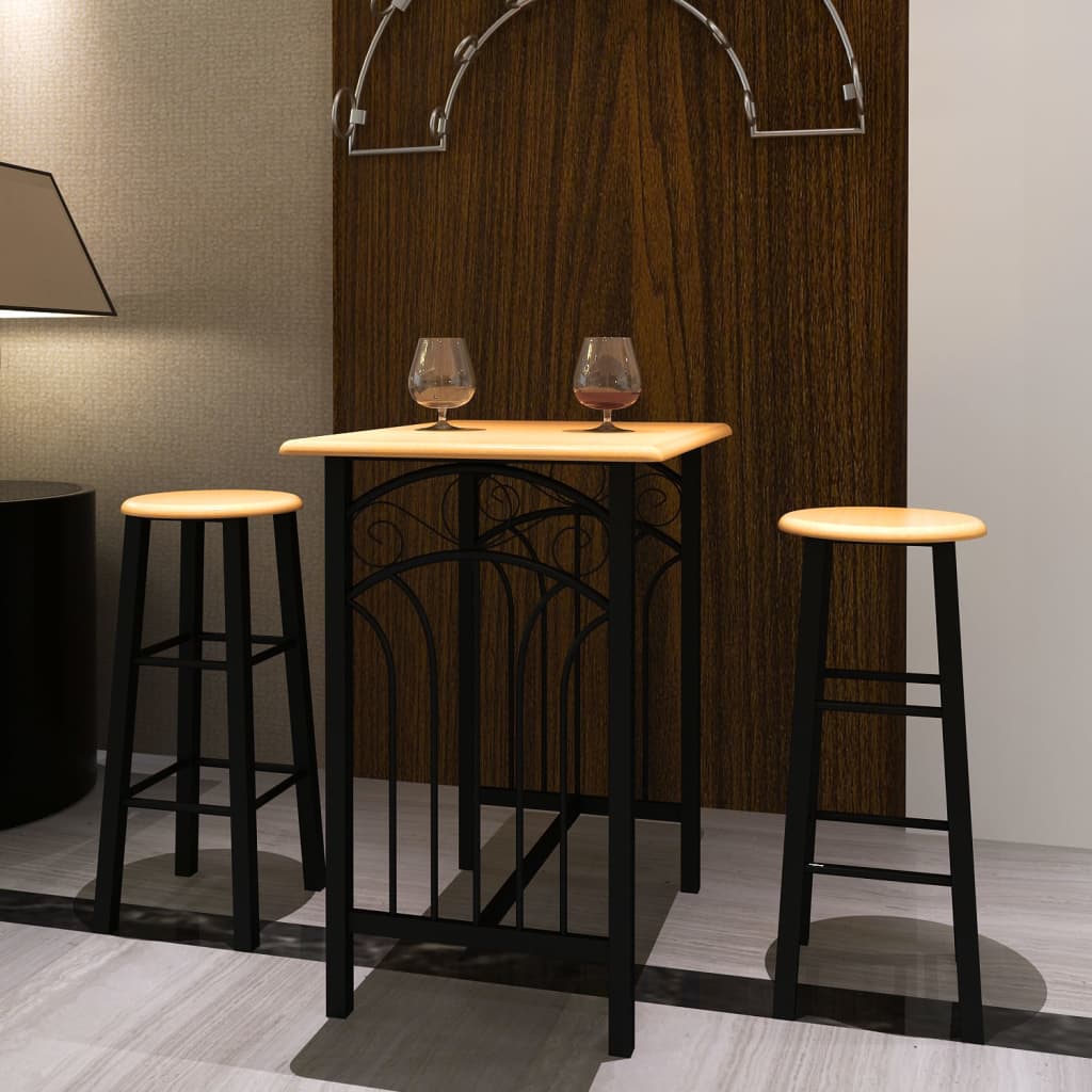 NNEVL Breakfast/Dinner Table Dining Set MDF with Black