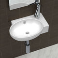 NNEVL Ceramic Sink Basin Faucet & Overflow Hole Bathroom White