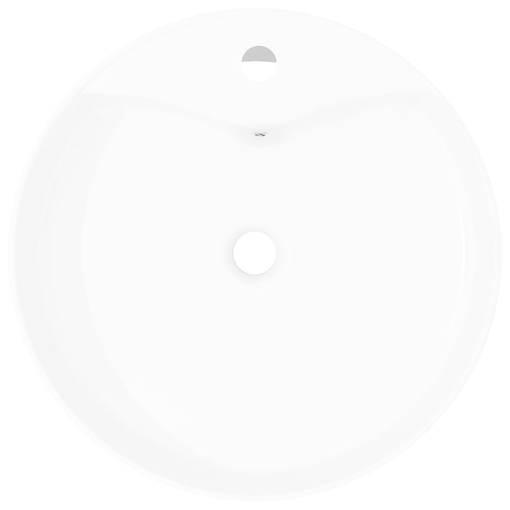NNEVL Ceramic Bathroom Sink Basin Faucet/Overflow Hole White Round