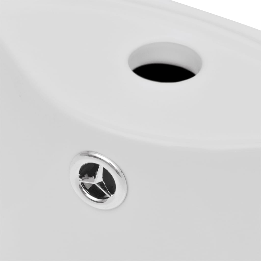 NNEVL Ceramic Stand Bathroom Sink Basin Faucet/Overflow Hole White
