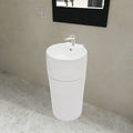 NNEVL Ceramic Stand Bathroom Sink Basin Faucet/Overflow Hole White