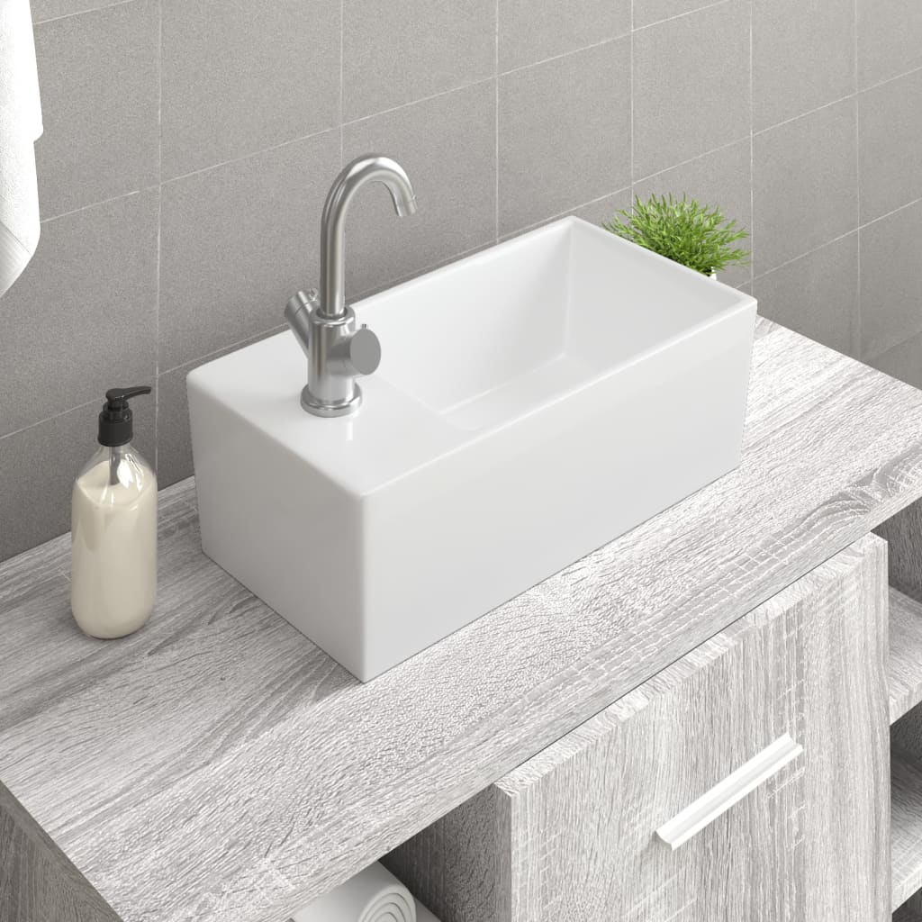 Vidaxl wash basin 48x25x15 cm ceramic white-0